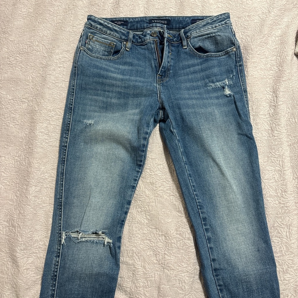 Vigoss Blue Skinny Jeans with Distressed Details